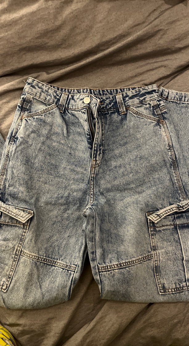 Gri Kadın Bol Kesim Kot Pantolon - Görsel 2