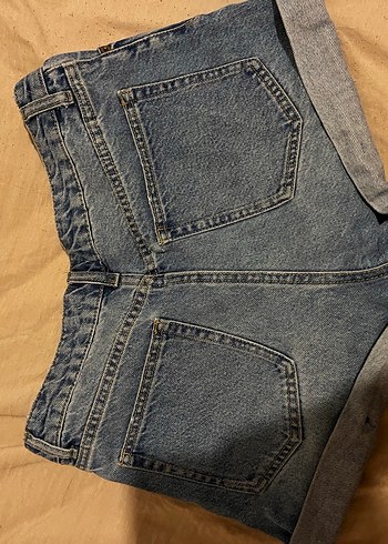 Kadın Mavi Bol Kesim Mini Denim Şort - Görsel 2