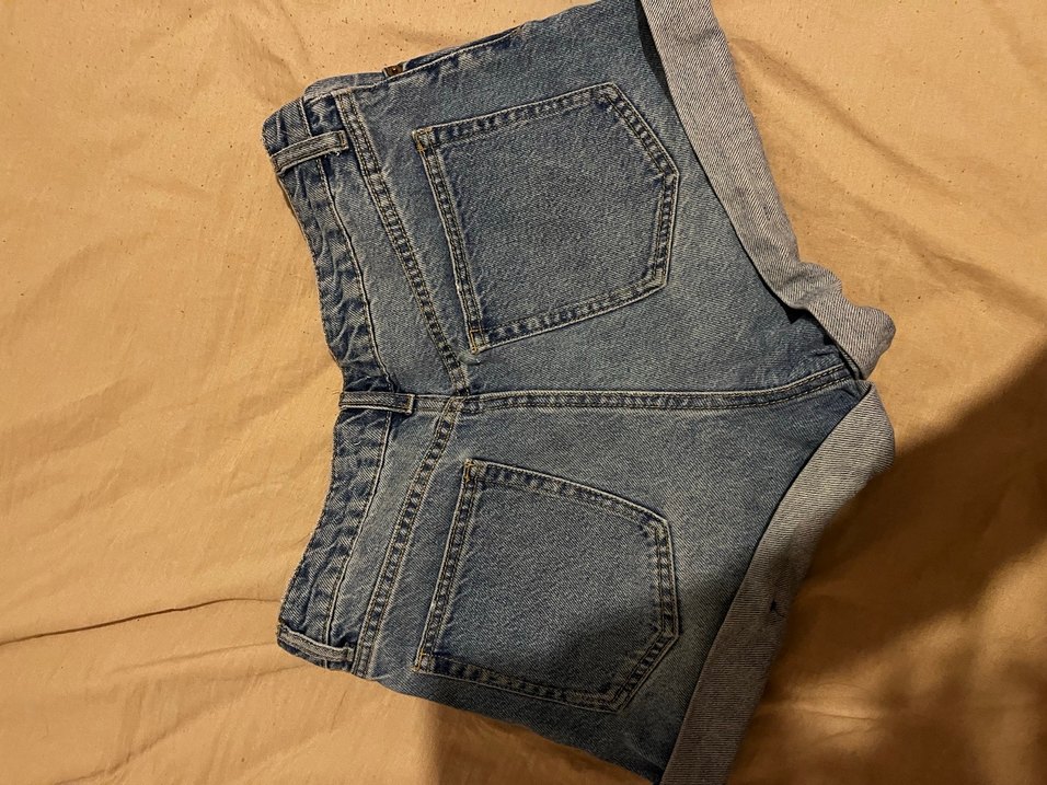 Kadın Mavi Bol Kesim Mini Denim Şort - Görsel 2
