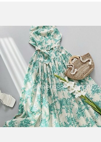 l Beden yeşil Renk Zara Floral Elbise