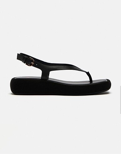 40 Beden siyah Renk Zara Hakiki Deri Sandalet