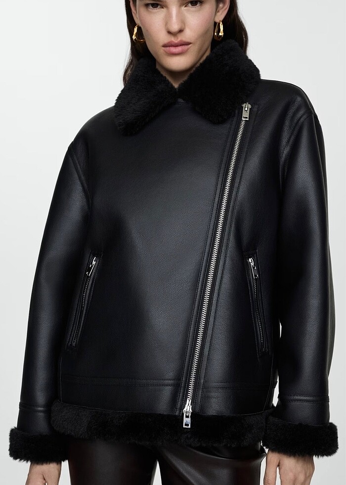 Mango İçi kürk mont - Görsel 4