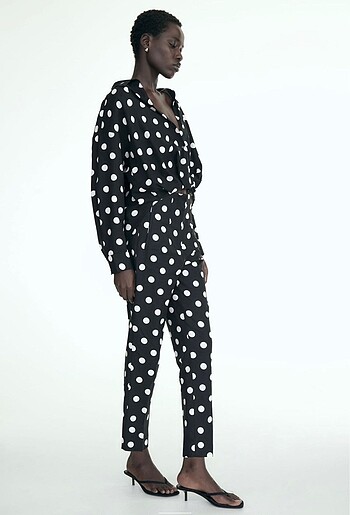 Zara Keten Karışımlı Puantiyeli Pantolon (7) - Görsel 5