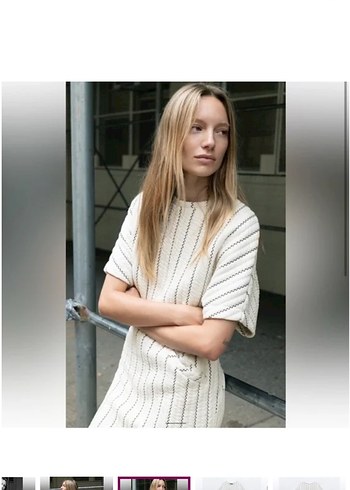 Zara Çizgili ve Kapitone Oversize Elbise - Görsel 3