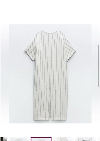 Zara Çizgili ve Kapitone Oversize Elbise - Görsel 6