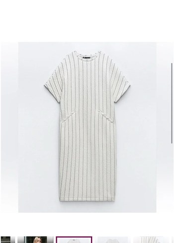Zara Çizgili ve Kapitone Oversize Elbise - Görsel 4
