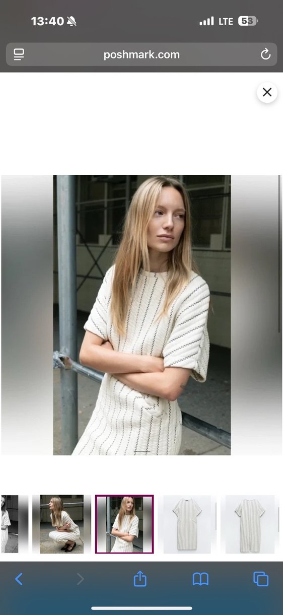 Zara Çizgili ve Kapitone Oversize Elbise - Görsel 3