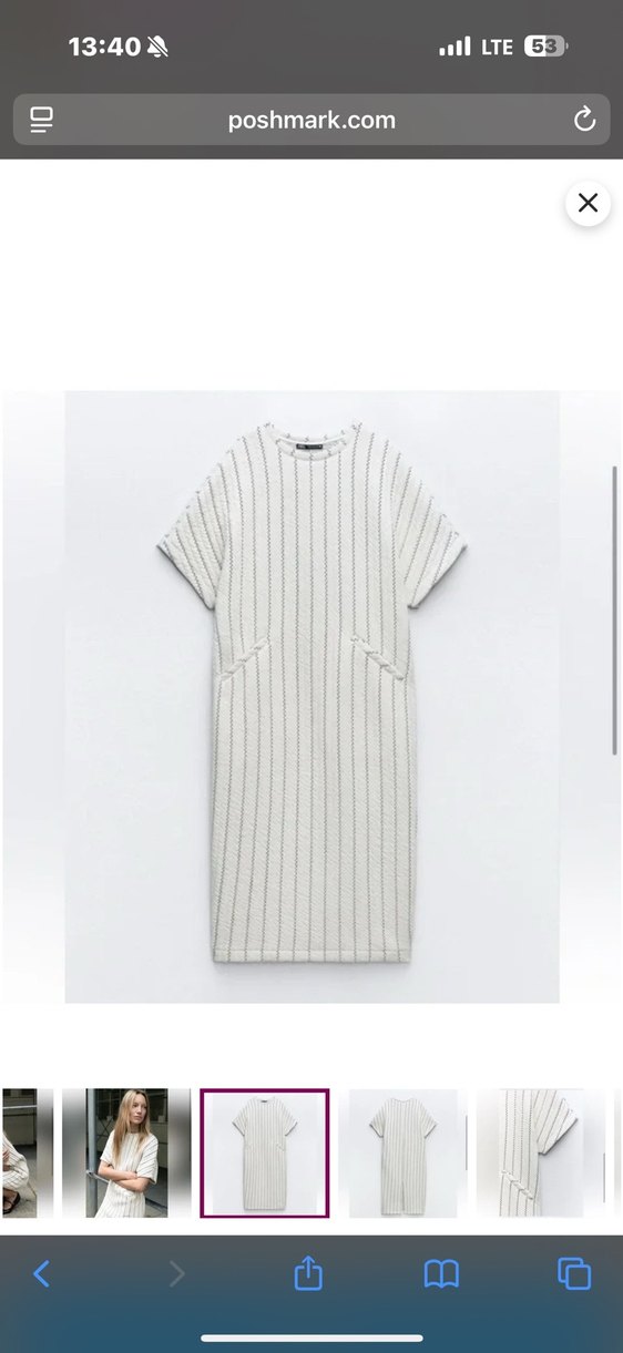 Zara Çizgili ve Kapitone Oversize Elbise - Görsel 4