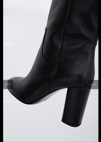 Zara Deri Dizüstü Topuklu Çizme - Görsel 2