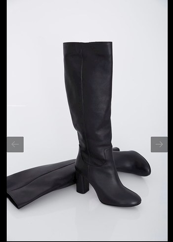 Zara Deri Dizüstü Topuklu Çizme - Görsel 3