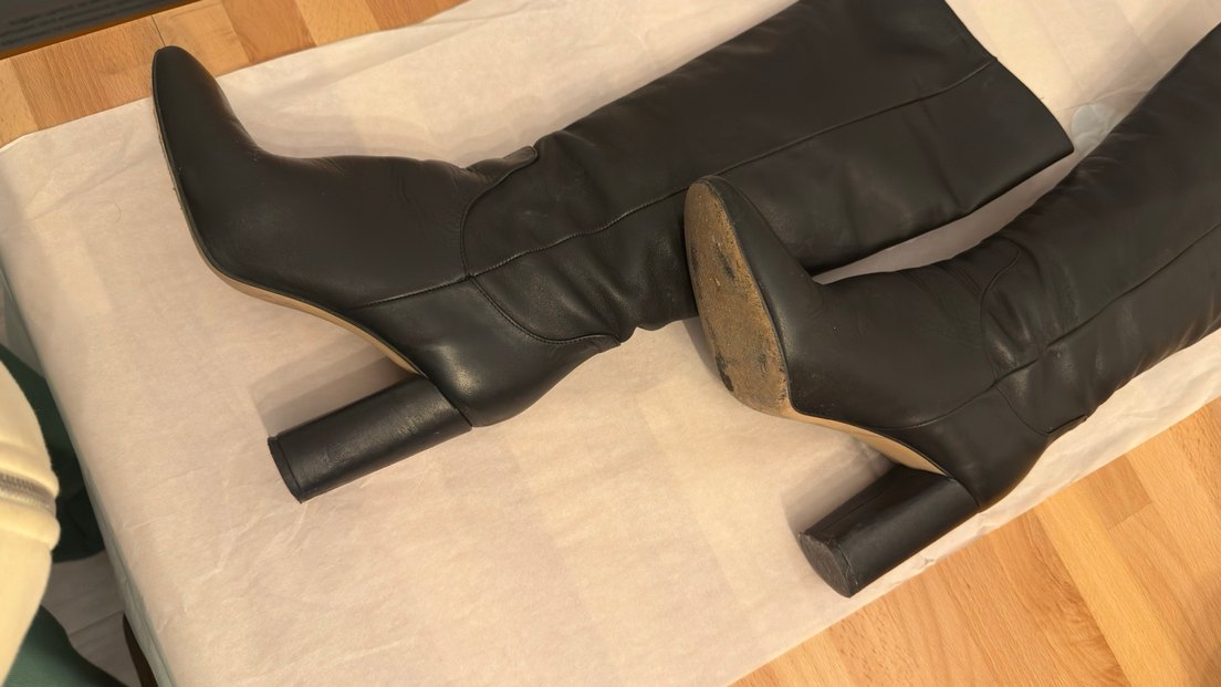 Zara Deri Dizüstü Topuklu Çizme - Görsel 5