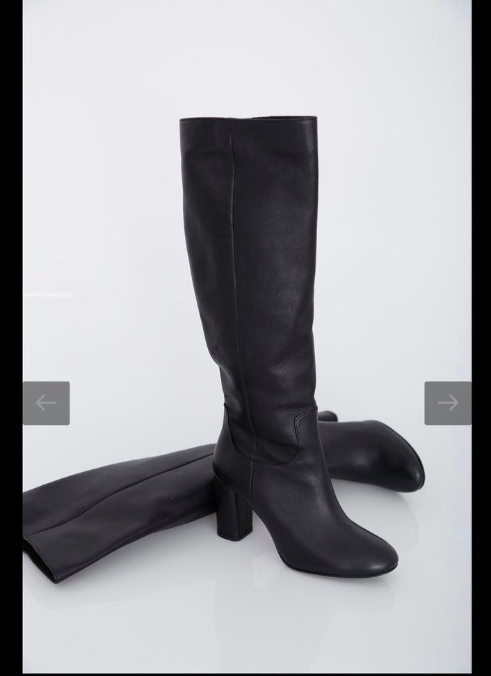 Zara Deri Dizüstü Topuklu Çizme - Görsel 3