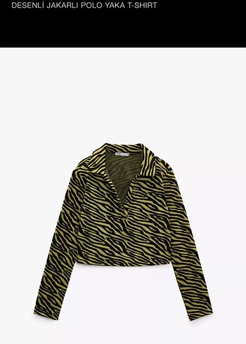 Zara Zebra Desenli Polo Yaka Üst - Görsel 2