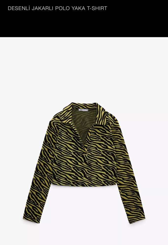 Zara Zebra Desenli Polo Yaka Üst - Görsel 2