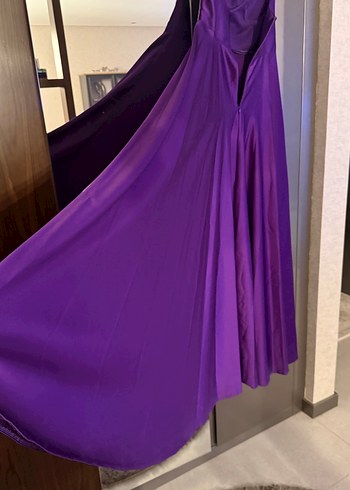 Carmen Parlak Mor Straplez Uzun Abiye Elbise - Görsel 15