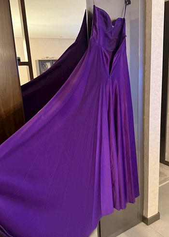 Carmen Parlak Mor Straplez Uzun Abiye Elbise - Görsel 14