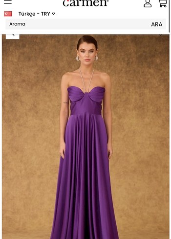 Carmen Parlak Mor Straplez Uzun Abiye Elbise - Görsel 3