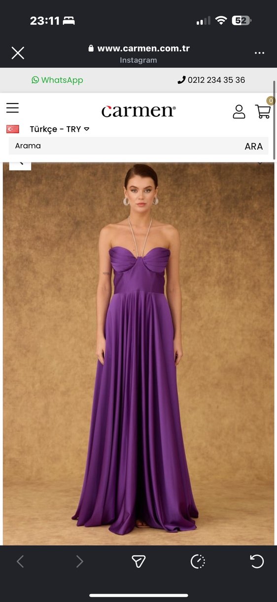 Carmen Parlak Mor Straplez Uzun Abiye Elbise - Görsel 3