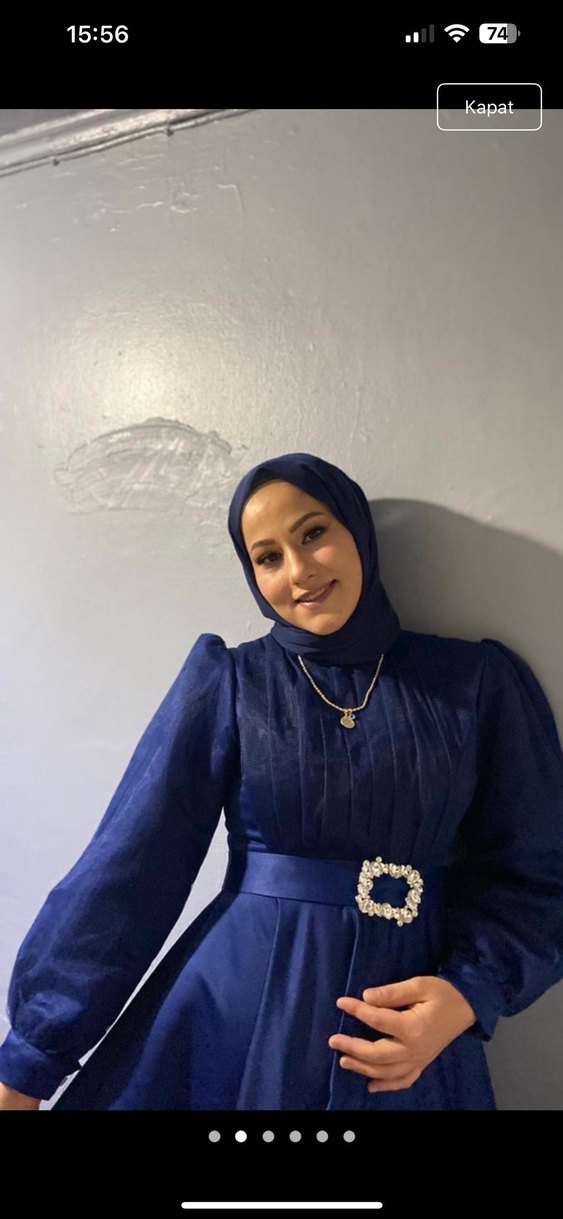 Lacivert Uzun Kollu Drapeli Kadın Elbise - Görsel 3