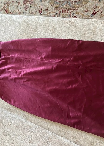 xs Beden bordo Renk Bordo V Yaka Drapeli Midi Kadın Elbise