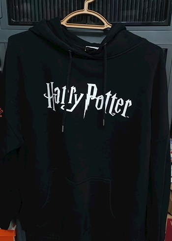 Siyah Harry Potter Baskılı Kapüşonlu Sweatshirt hoodie