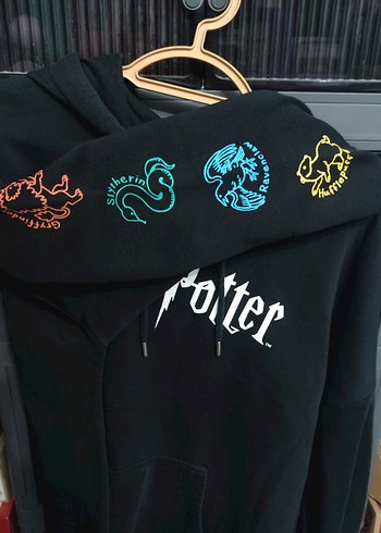 Defacto Siyah Harry Potter Baskılı Kapüşonlu Sweatshirt hoodie