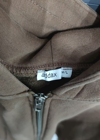 m Beden Kahverengi Kapüşonlu Fermuarlı Sweatshirt addax