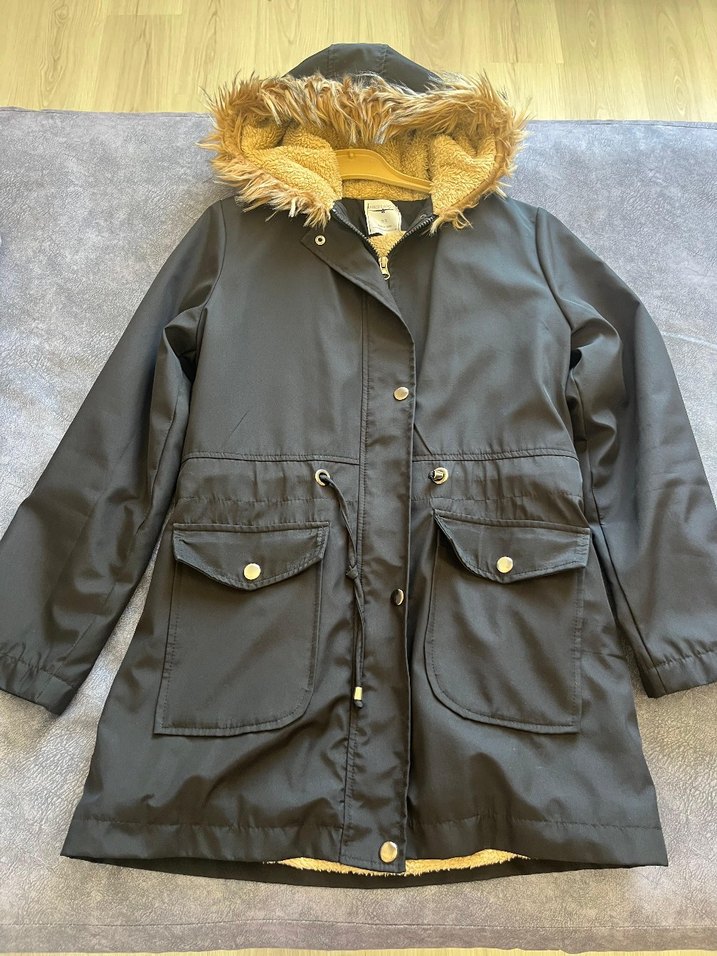 siyah Suni Kürklü Midi Kadın Ceket - Görsel 3