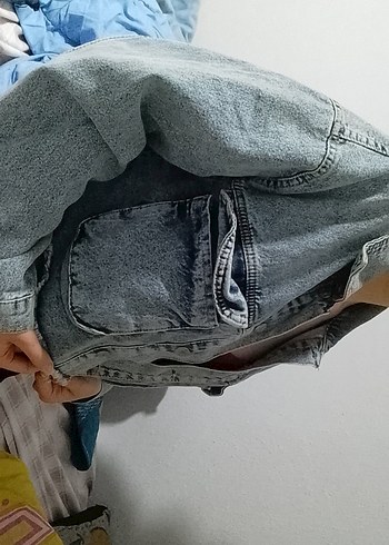 Mavi Düğmeli Gevşek Kesim Kadın Denim Ceket - Görsel 3