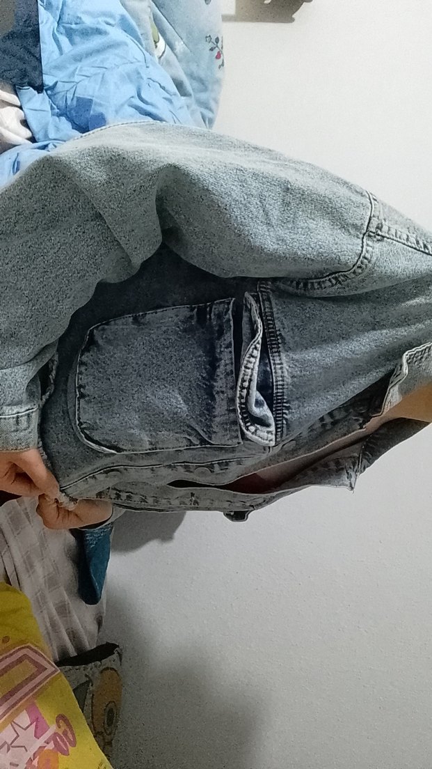 Mavi Düğmeli Gevşek Kesim Kadın Denim Ceket - Görsel 3