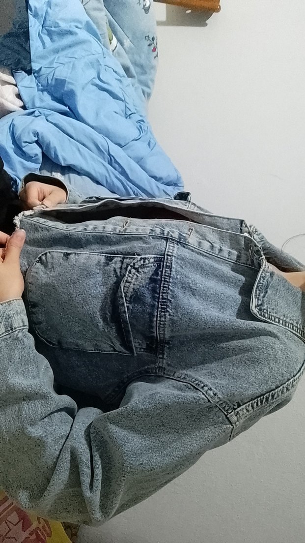 Mavi Düğmeli Gevşek Kesim Kadın Denim Ceket - Görsel 2