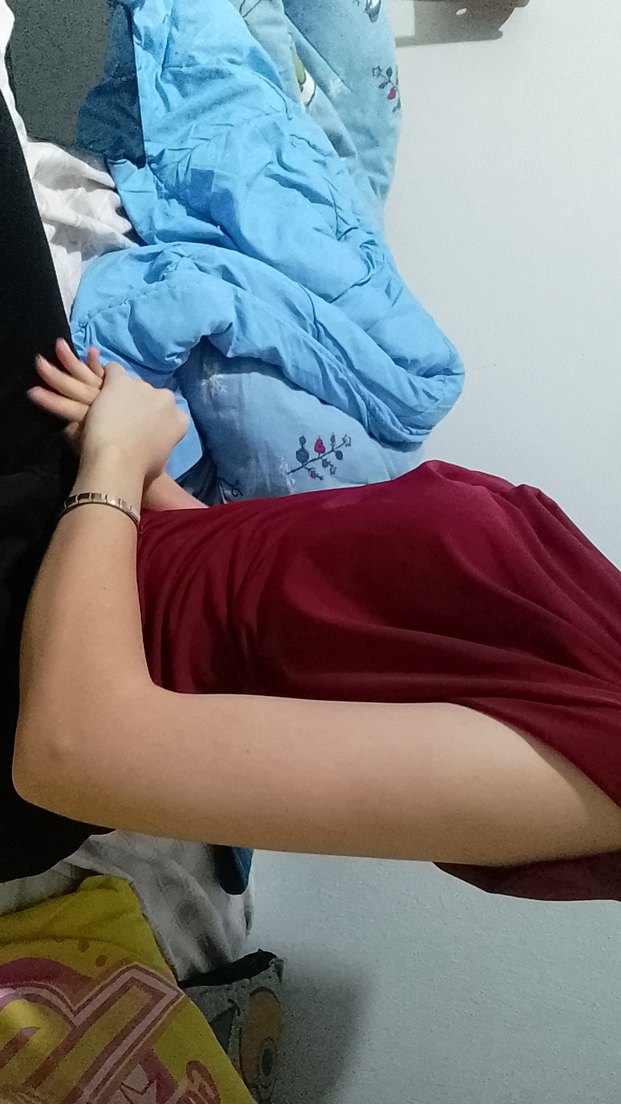 Bordo Drapeli Yüksek Yakalı Hamile Bluzu - Görsel 2