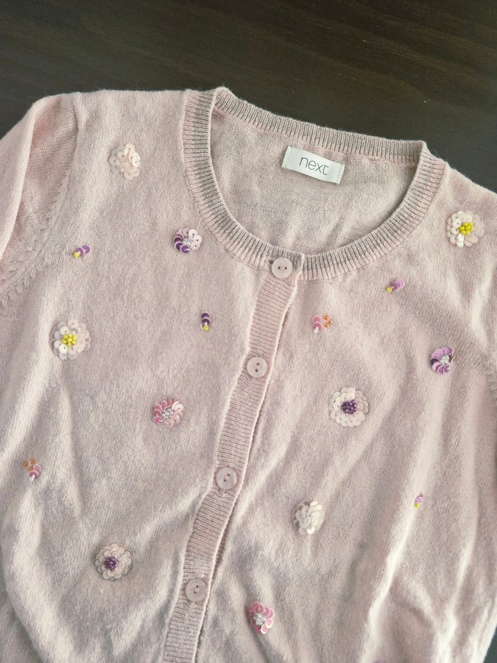 NEXT Düğmeli Nakışlı Pembe Çocuk Hırkası - Görsel 2