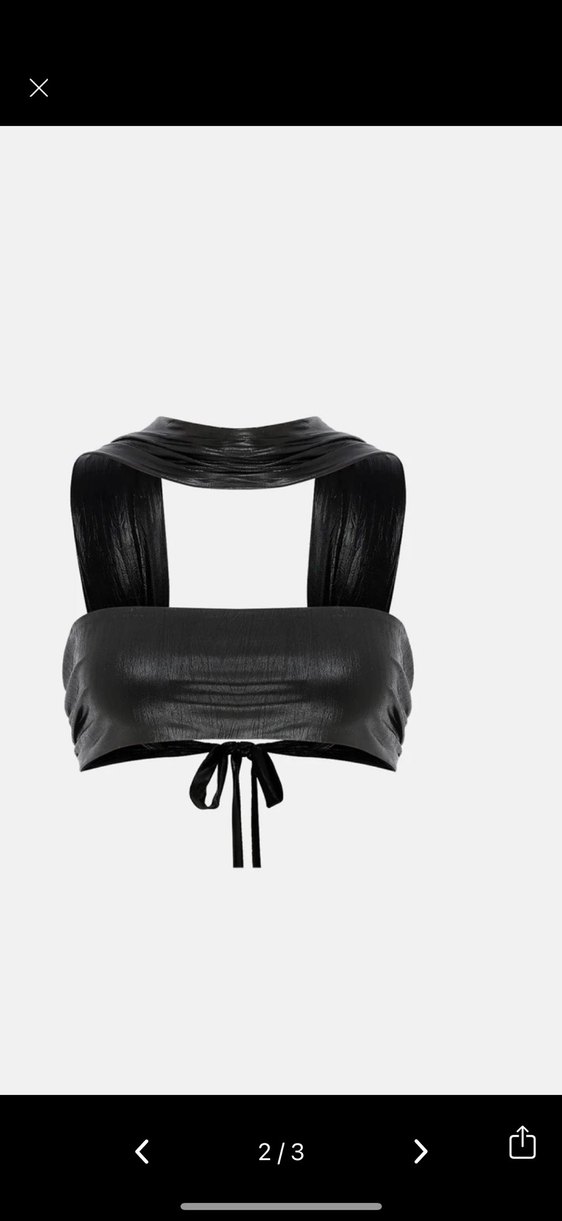 Naia Siyah Deri görünümlü Mini Straplez Bustiyer - Görsel 2