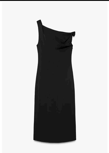 Zara Siyah saten yırtmaçlı midi elbise - Görsel 3