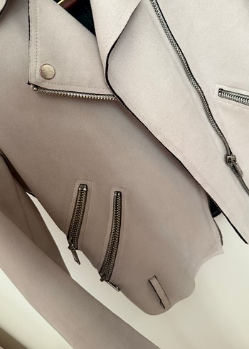 Mango Bej krem süet ceket - Görsel 5