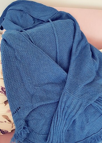 Kapüşonlu Mavi Örgü Hamile Hırkası - Görsel 2