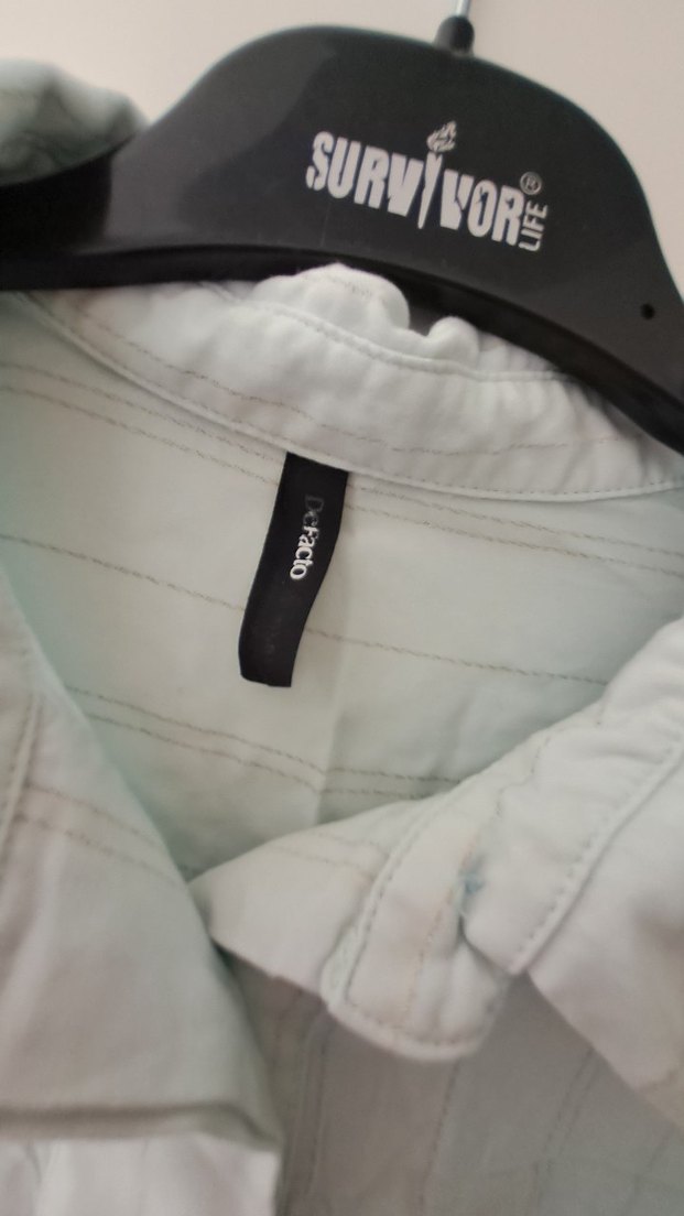 Beyaz Kadın Keten Gömlek, Uzun Kollu, Salaş - Görsel 3