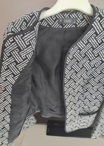 Desenli Gri Kadın Ceket - Görsel 3