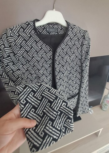 Desenli Gri Kadın Ceket - Görsel 2