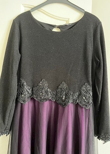 Uzun Kollu Mor Gotik Elbise - Görsel 5