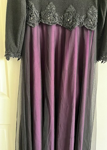 Uzun Kollu Mor Gotik Elbise - Görsel 2