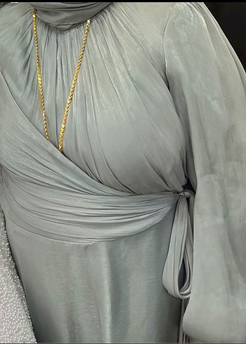 Tessetür yeşil abiye elbise - Görsel 2