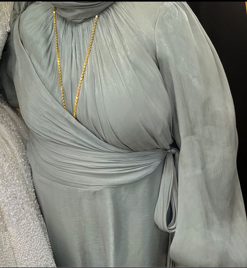 Tessetür yeşil abiye elbise - Görsel 2