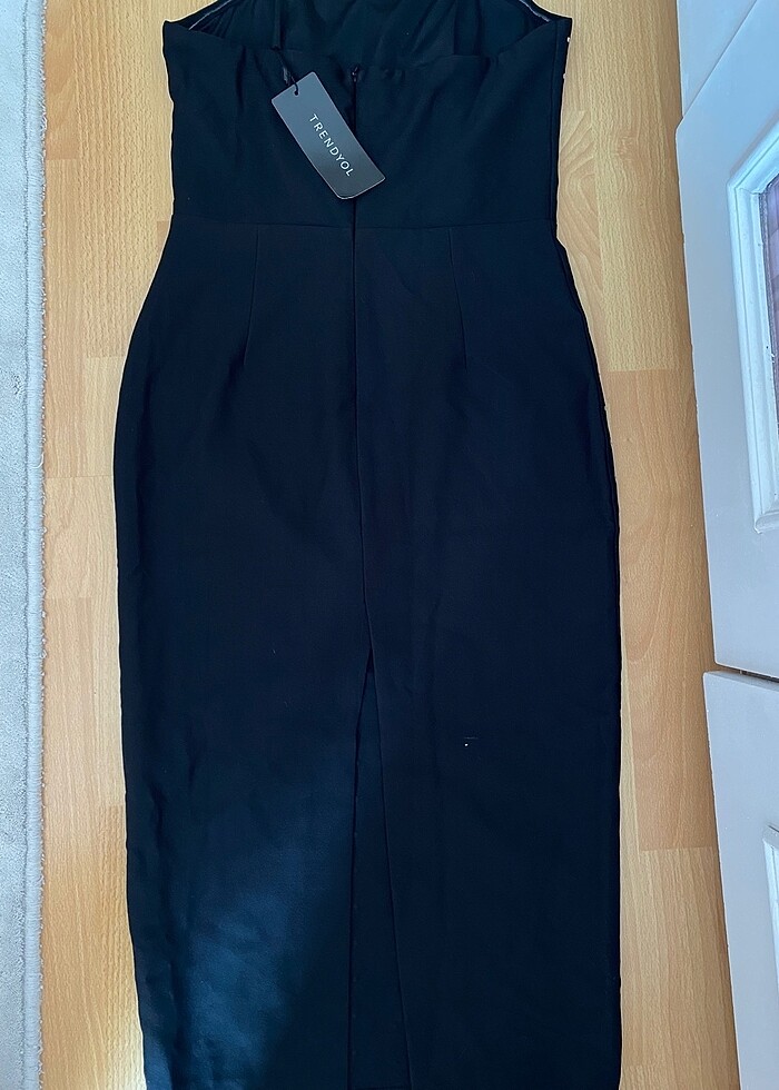 Taşlı siyah abiye elbise - Görsel 2