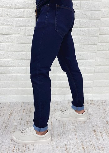 Erkek Koyu Mavi Skinny Fit Denim Jean - Görsel 2