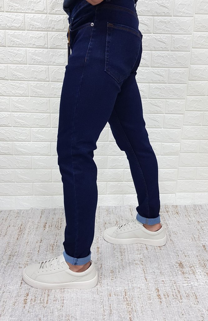 Erkek Koyu Mavi Skinny Fit Denim Jean - Görsel 2