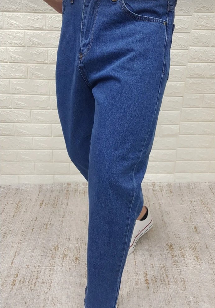 Erkek Mavi Boyfriend Fit Bilek Paça Kot Pantolon - Görsel 2