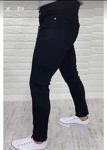 Siyah Skinny Fit Likralı Denim Erkek Pantolon - Görsel 3