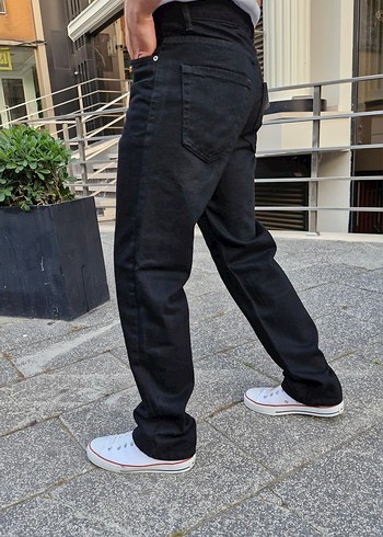 Erkek Siyah Baggy Fit Denim Pantolon - Görsel 2